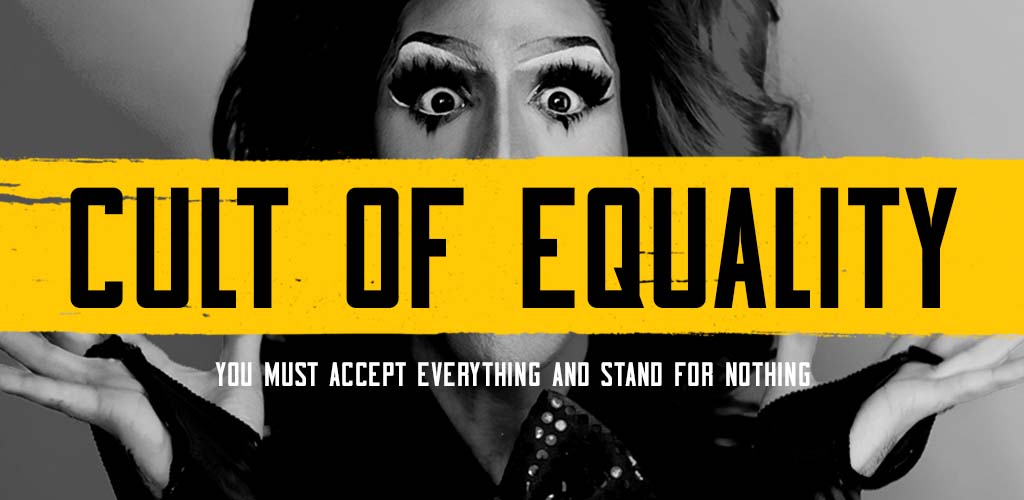 Cult of Equality header image with shocked drag queen